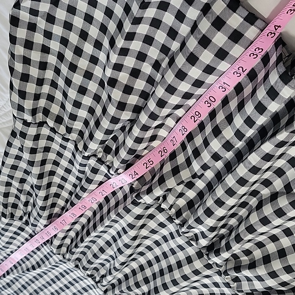 Women's V Neck Long Sleeve Plaid Printed Tunic Dress Small - Picture 10 of 10